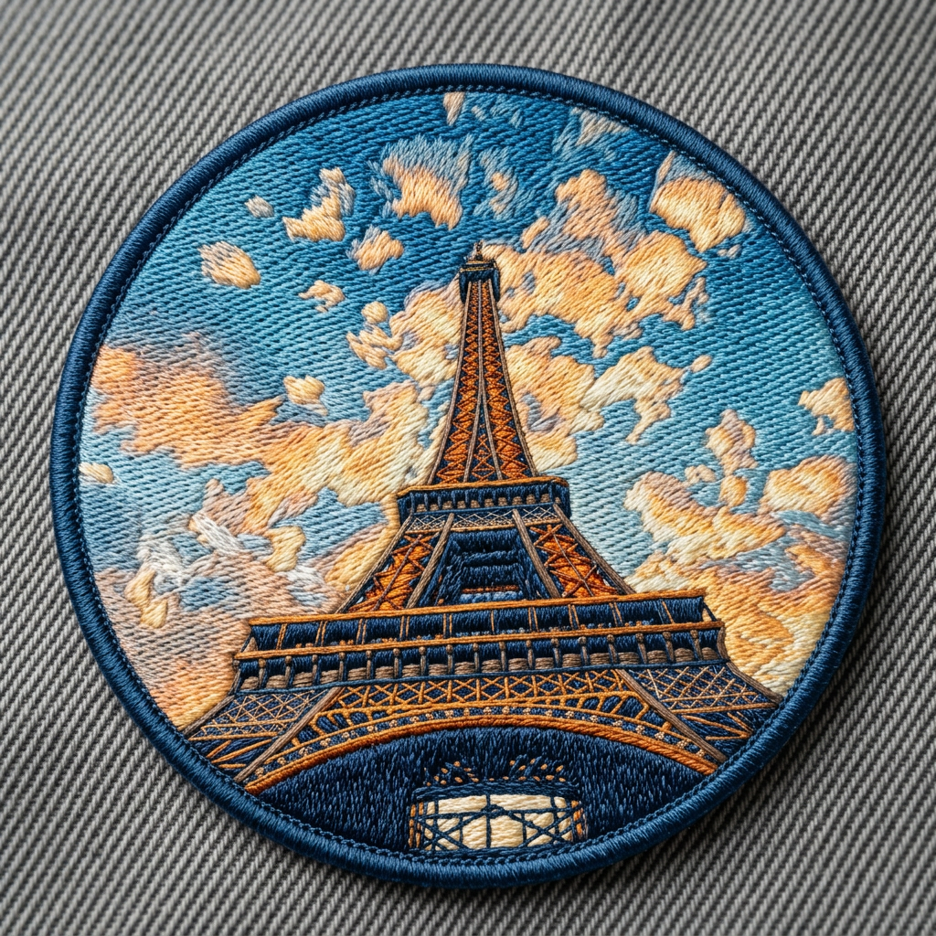 Embroidered Eiffel at Golden Hour