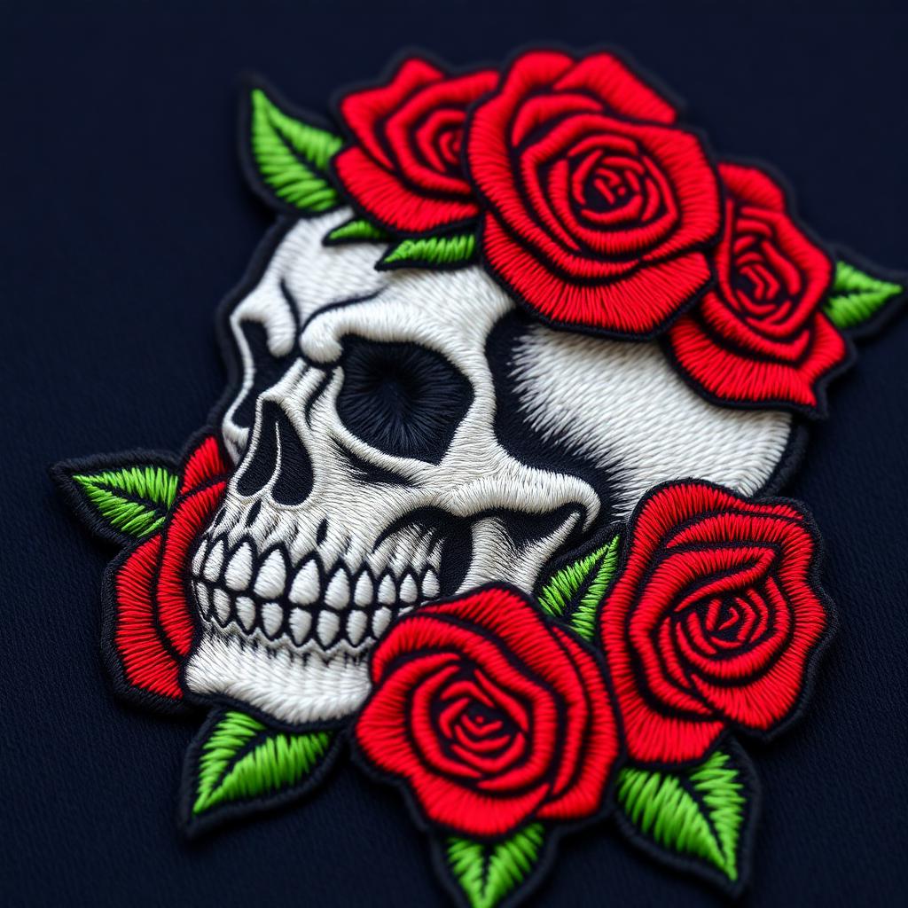 Embroidered Skull & Roses